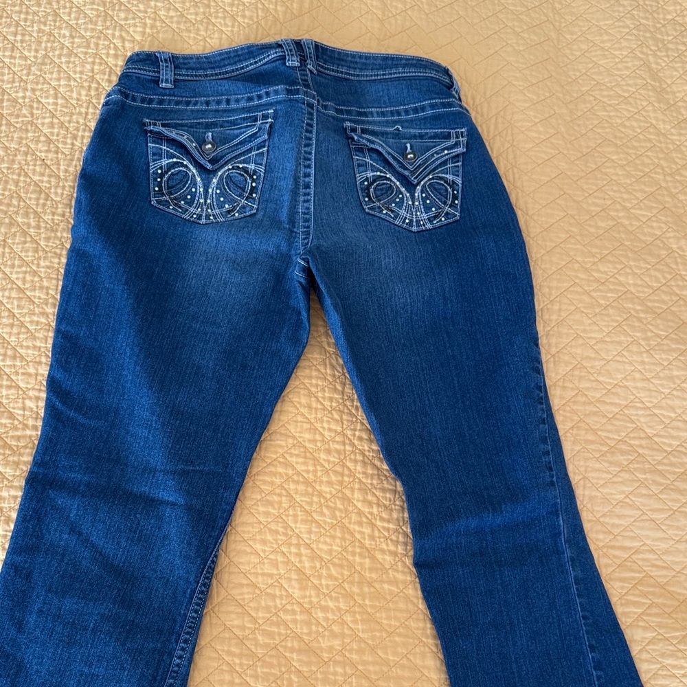 Apt. 9 Dark Blue Bootcut Jeans with Embellished Back Pockets